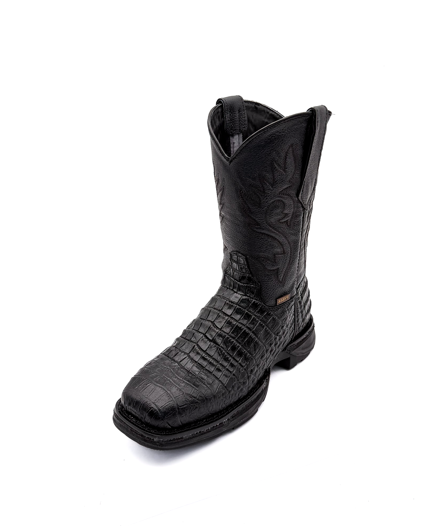 Cowboy Work Boot Black Alligator Caiman Belly