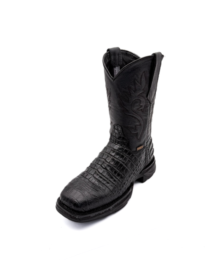 Cowboy Work Boot Black Alligator Caiman Belly