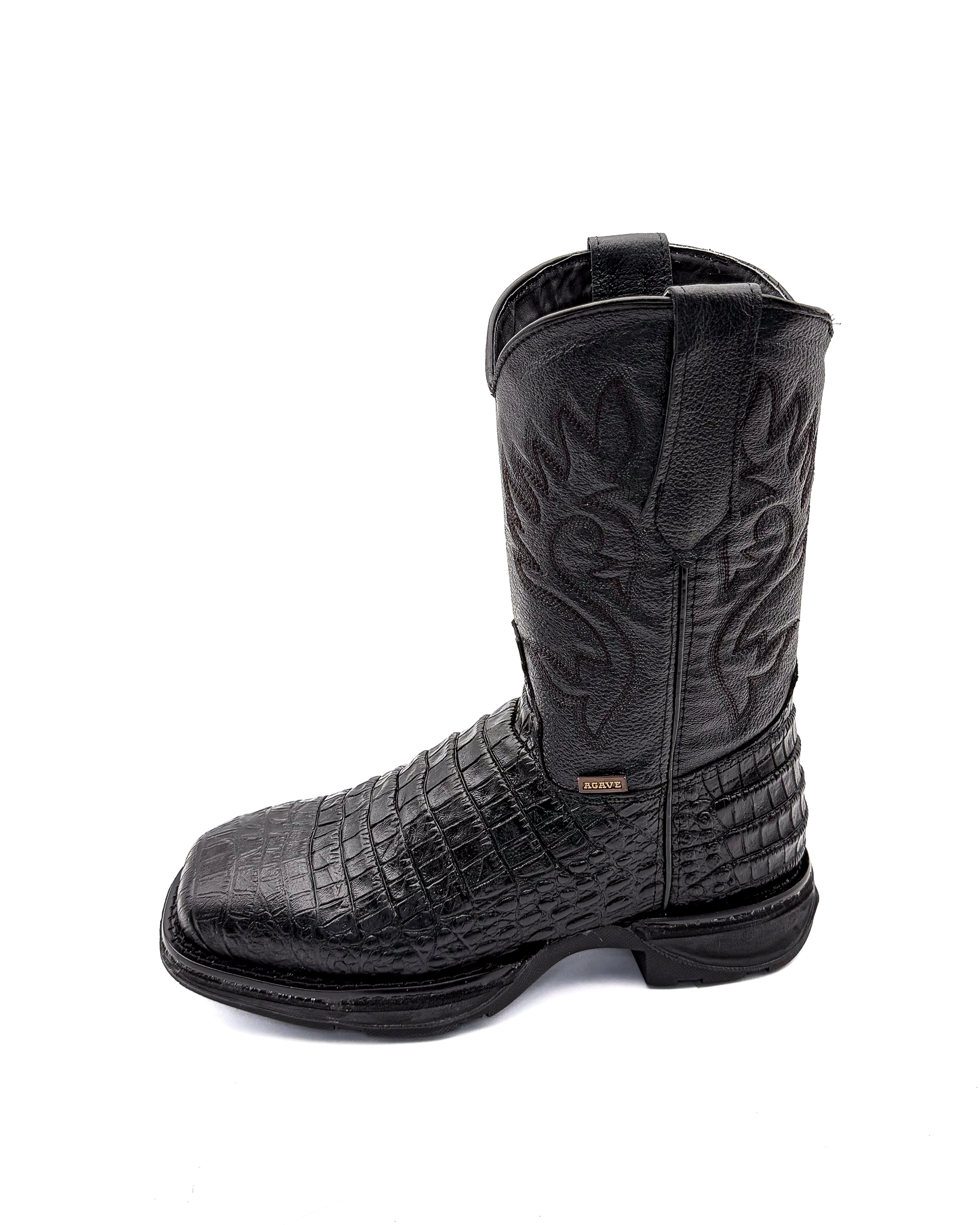 Cowboy Work Boot Black Alligator Caiman Belly