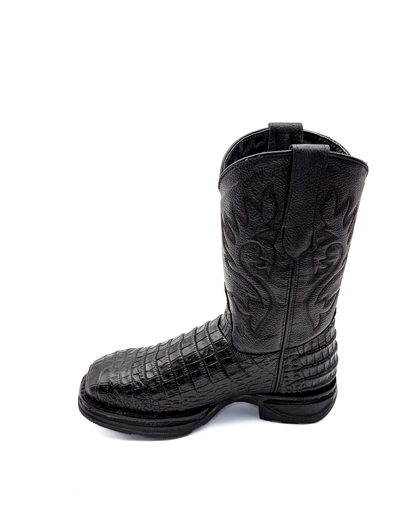 Cowboy Work Boot Black Alligator Caiman Belly