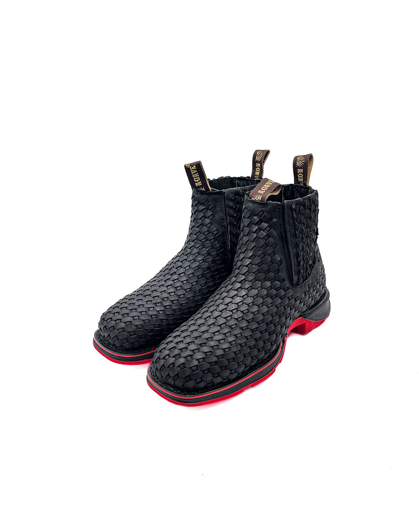 Ankle Boot Weave Woven Black Rubber Sole