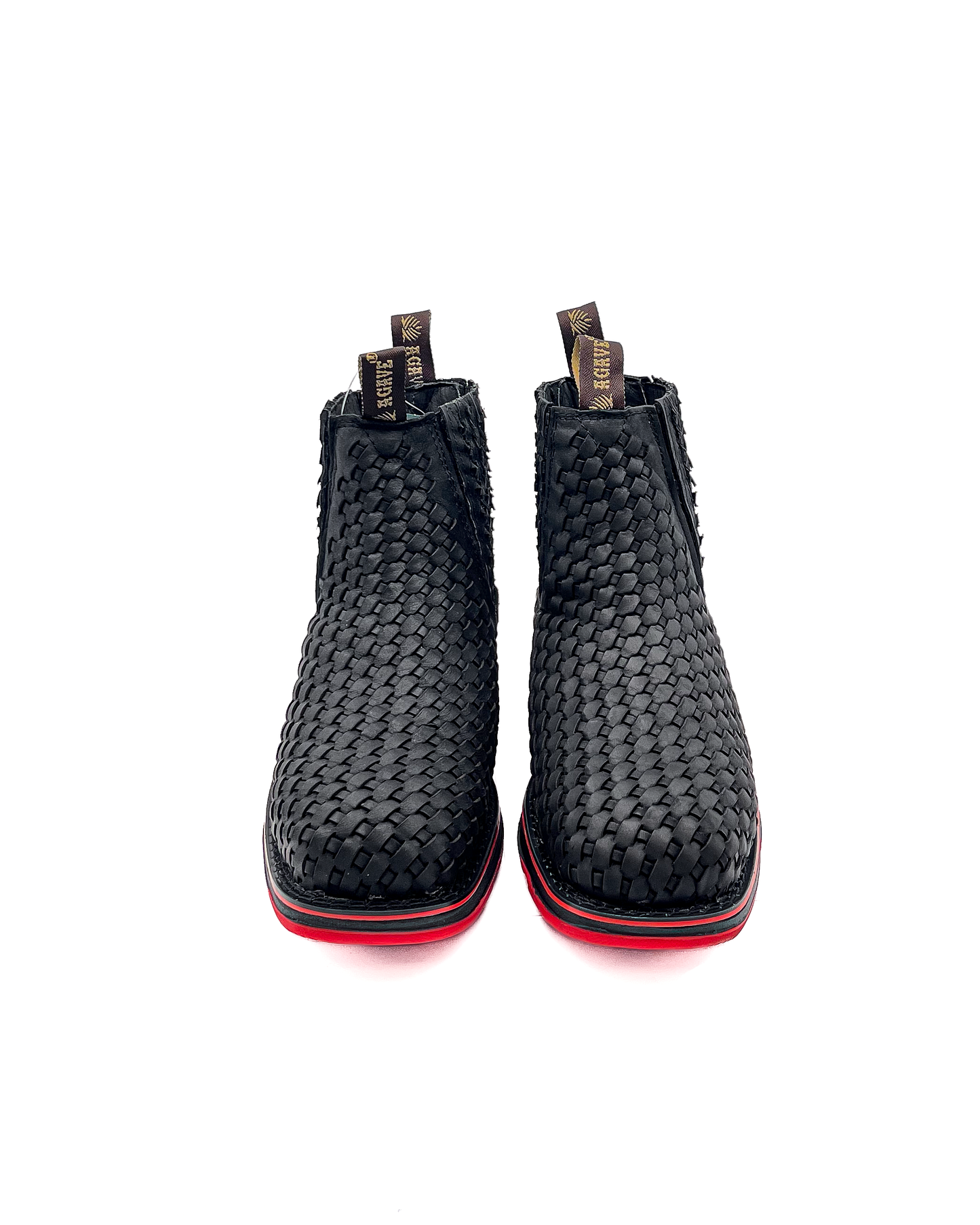 Ankle Boot Weave Woven Black Rubber Sole