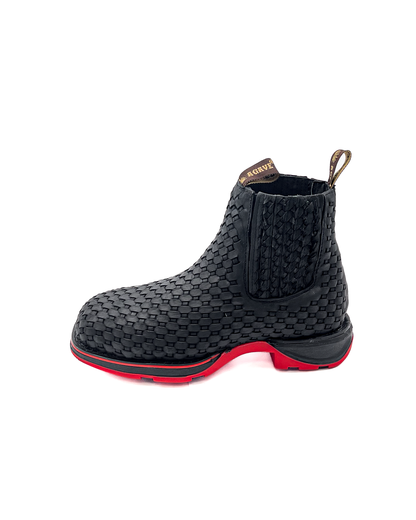 Ankle Boot Weave Woven Black Rubber Sole