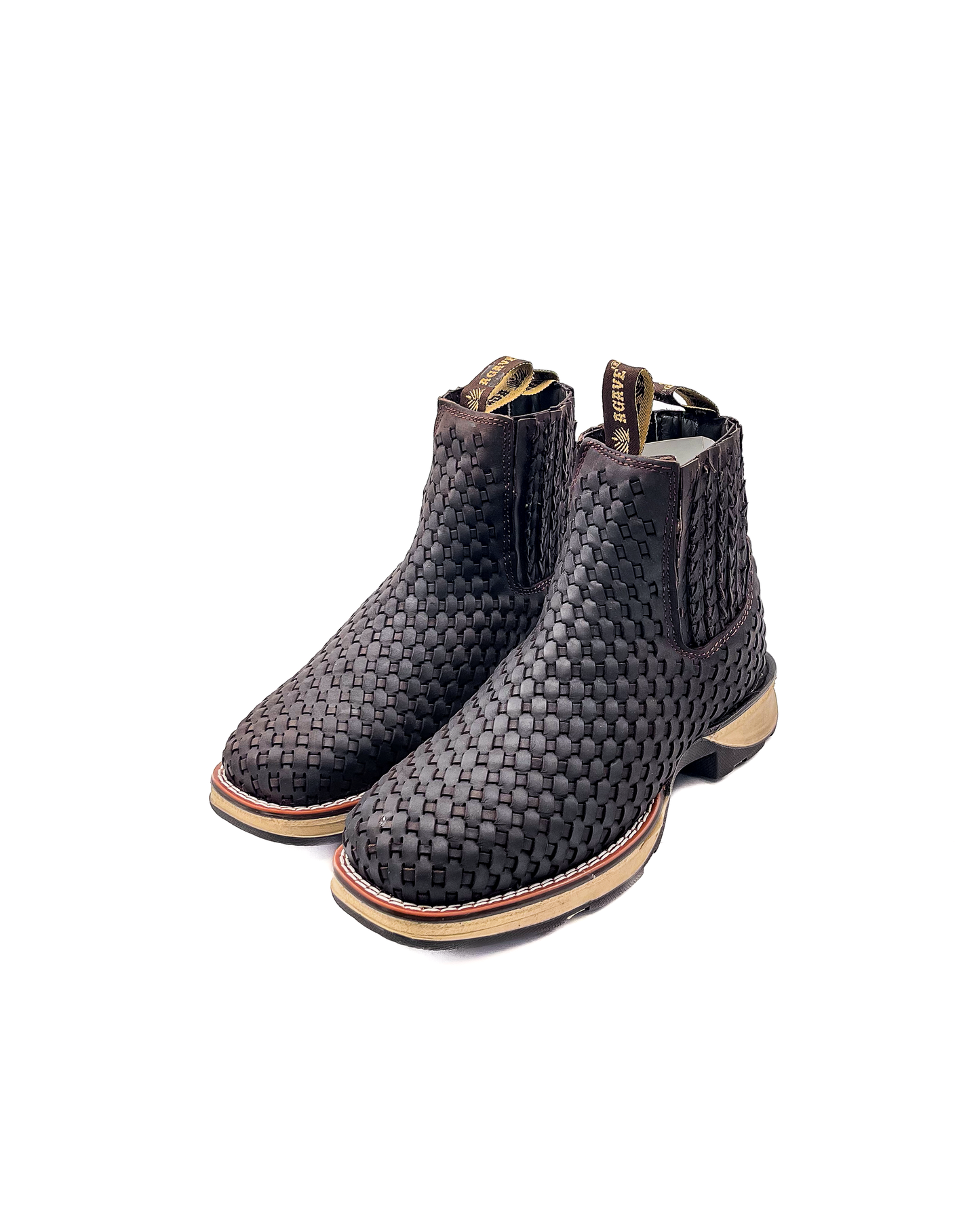 Ankle Boot Weave Woven Dark Brown Rubber Sole