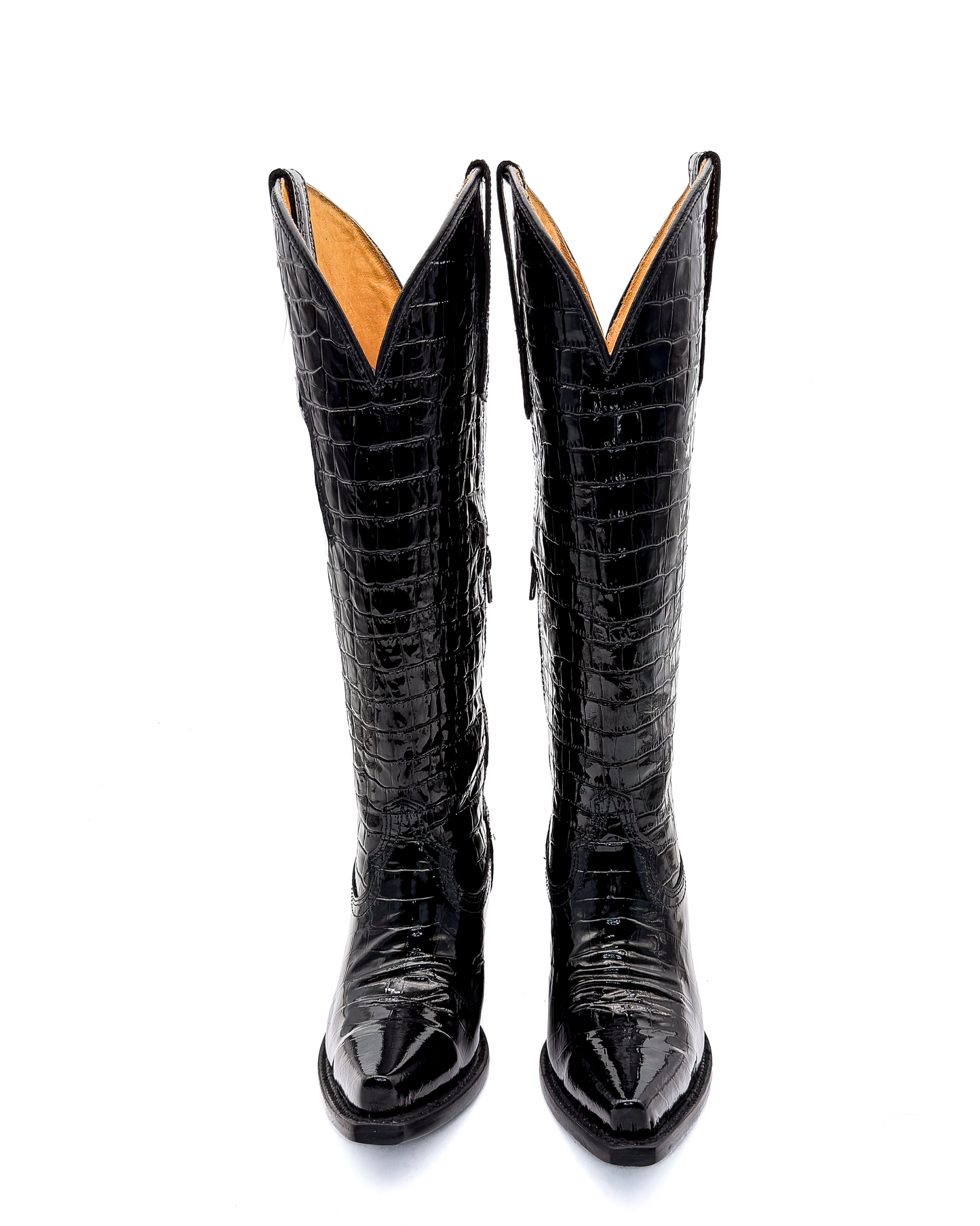Cowboy Boot Michelle Tall Croc Print Black