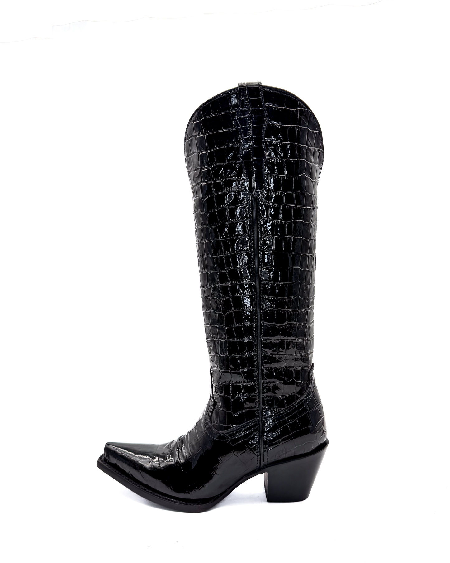 Cowboy Boot Michelle Tall Croc Print Black