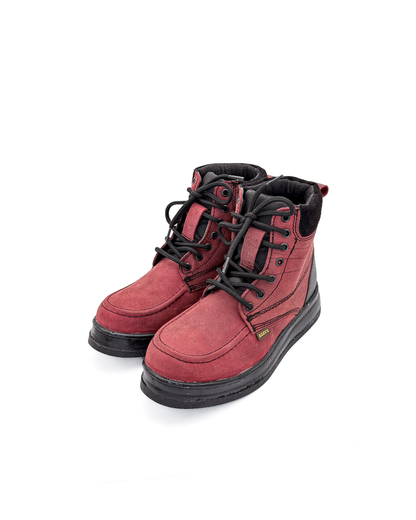 Burgundy Roofing Work Shoe Full Grain Leather Soft Moc Toe Zapato Rufero