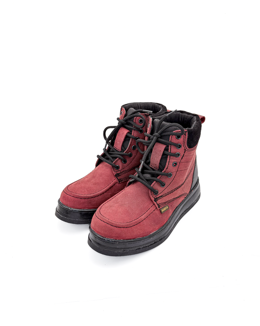 Burgundy Roofing Work Shoe Full Grain Leather Soft Moc Toe Zapato Rufero
