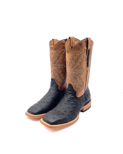 Cowboy Boot Ostrich Black