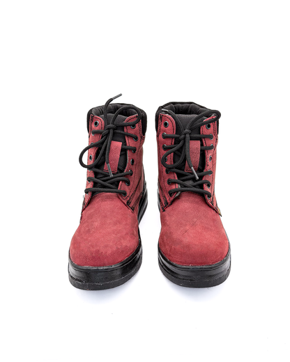 Burgundy Roofing Work Shoe Full Grain Leather Soft Toe Zapato Rufero