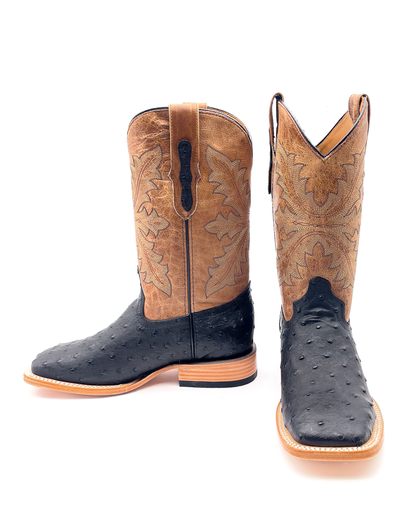 Cowboy Boot Ostrich Black