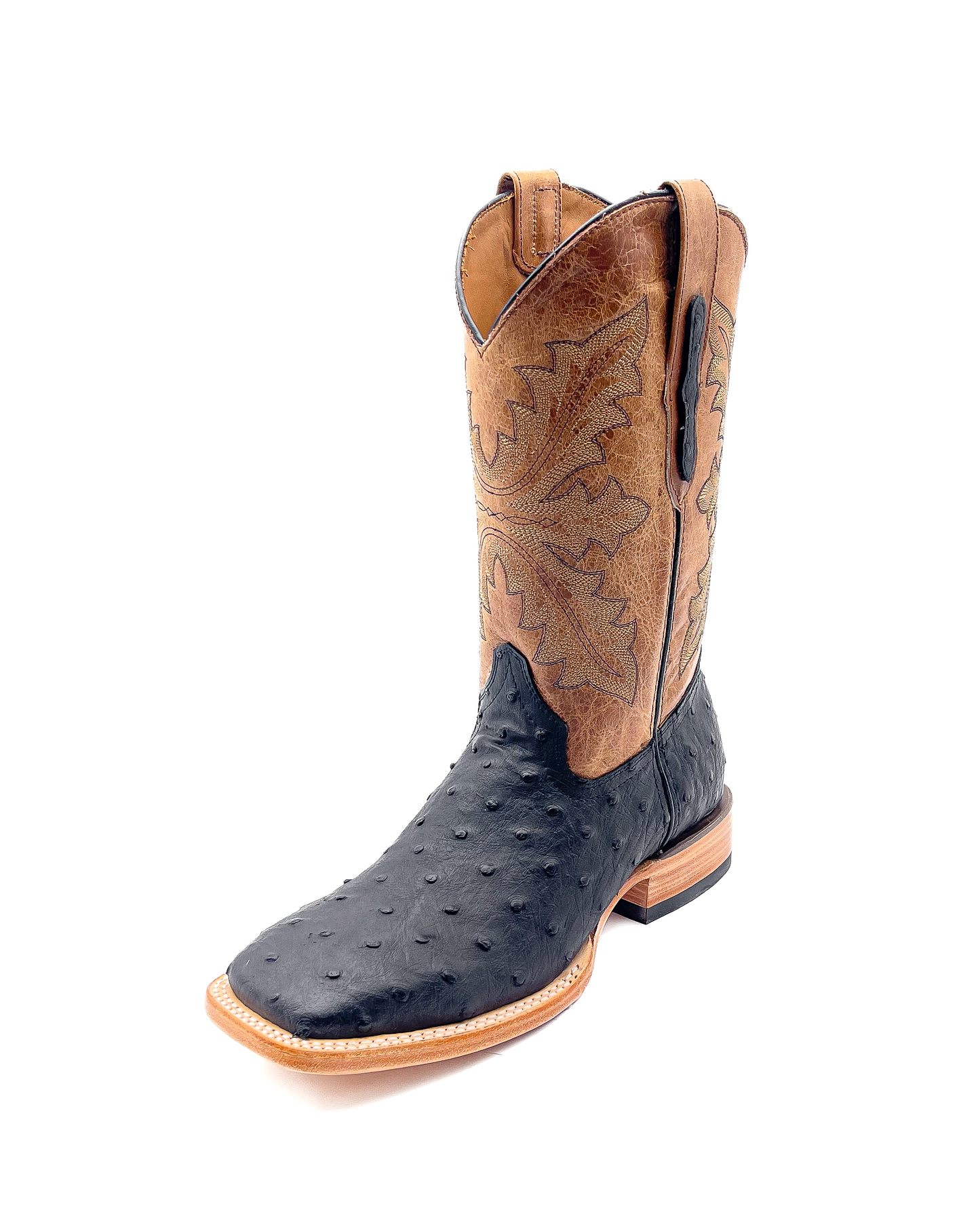 Cowboy Boot Ostrich Black