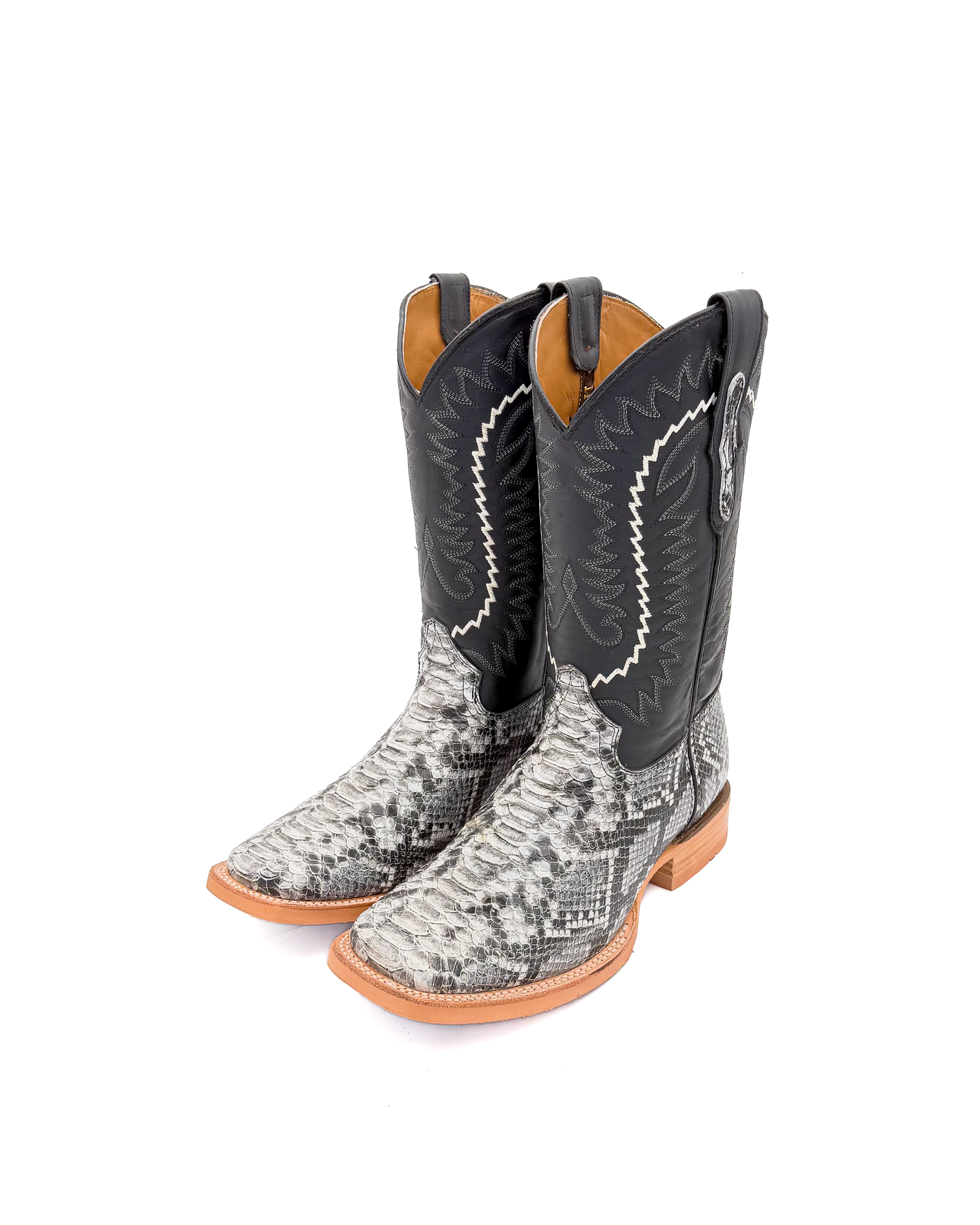 Cowboy Boot White Python Rubber Sole