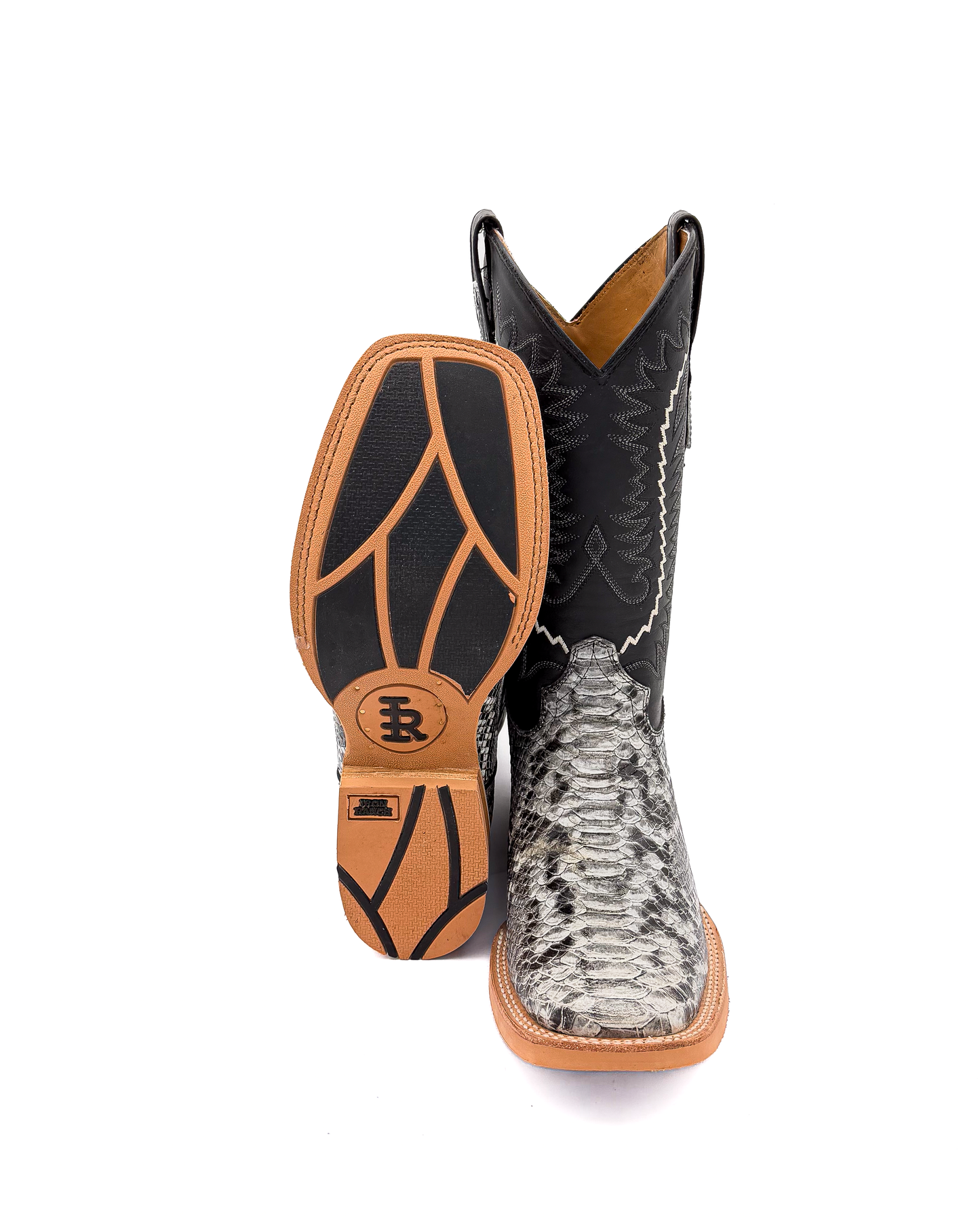 Cowboy Boot White Python Rubber Sole
