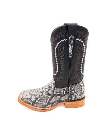 Cowboy Boot White Python Rubber Sole