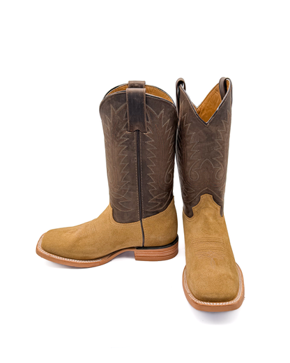 Cowboy Boot in Light Brown Rough Out Rubber Sole