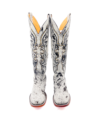 Cowboy Boot Kayce Cowhide Tall Square Toe