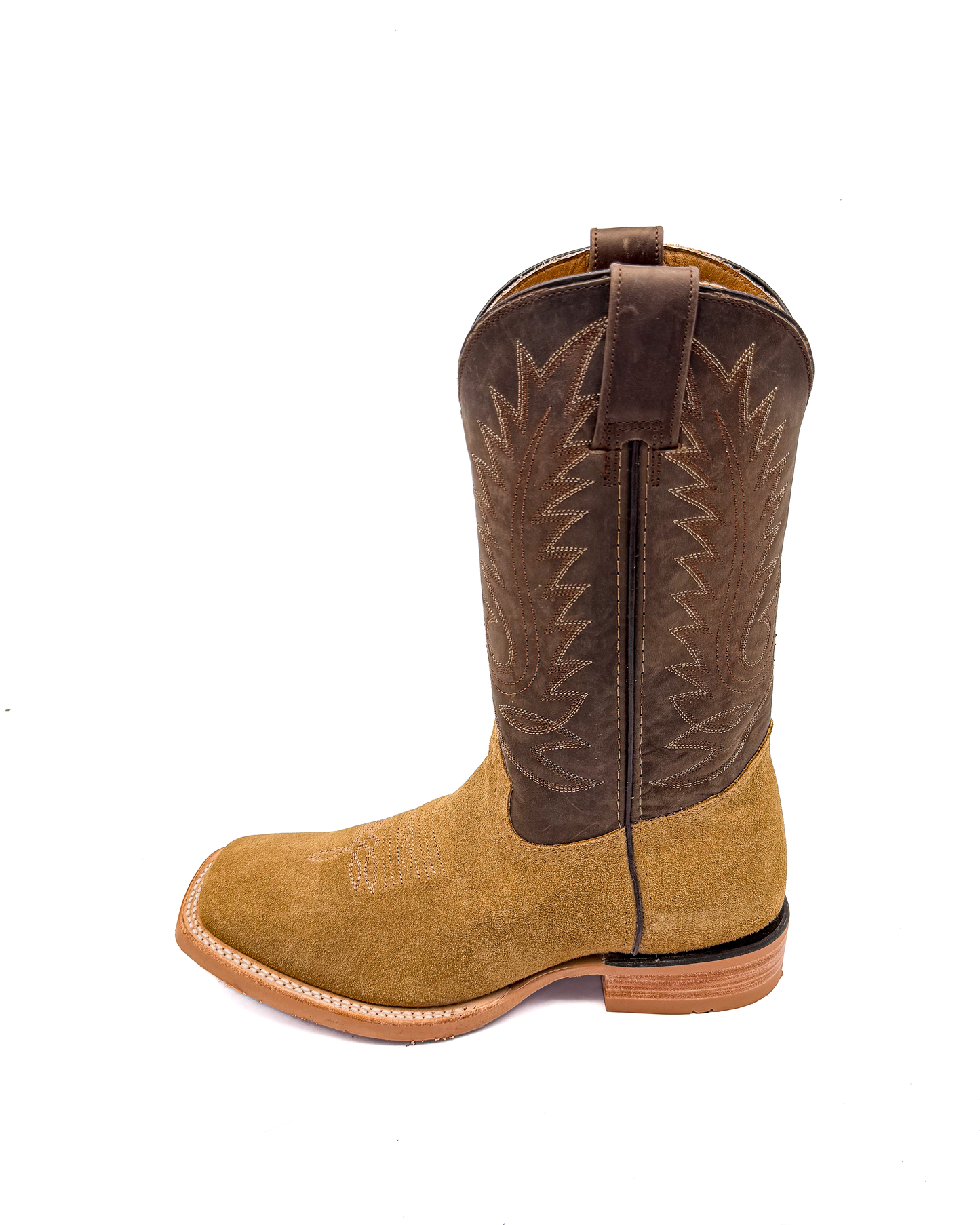 Cowboy Boot in Light Brown Rough Out Rubber Sole