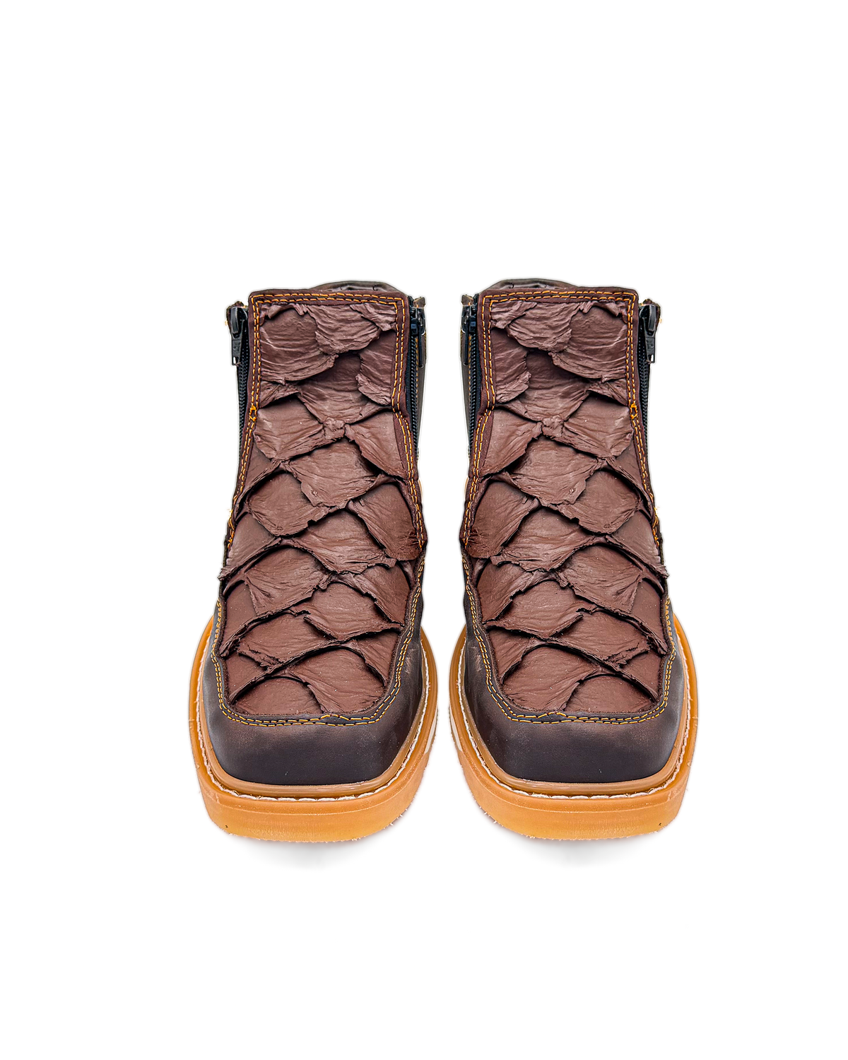 Zipper Shoe Brown Pirarucu Rubber Sole