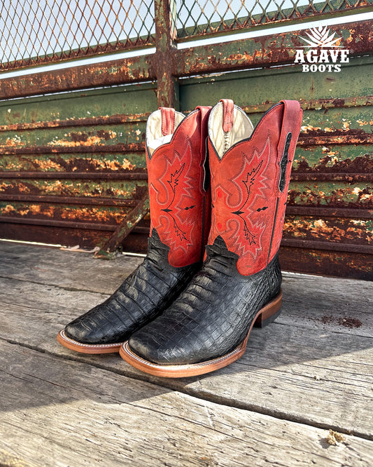 Cowboy Boot Black Caiman Belly