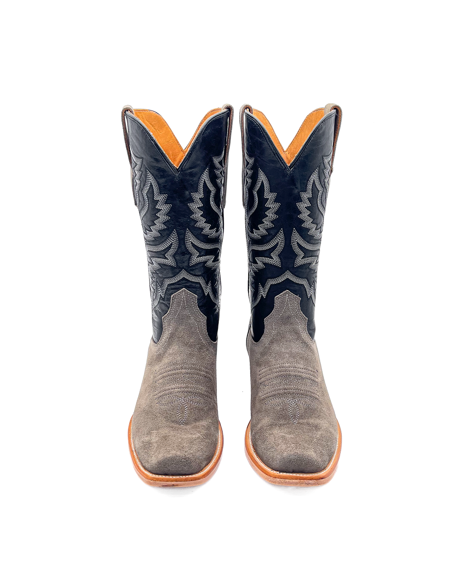 Cowboy Boot in Gray Rough Out Cutter Toe