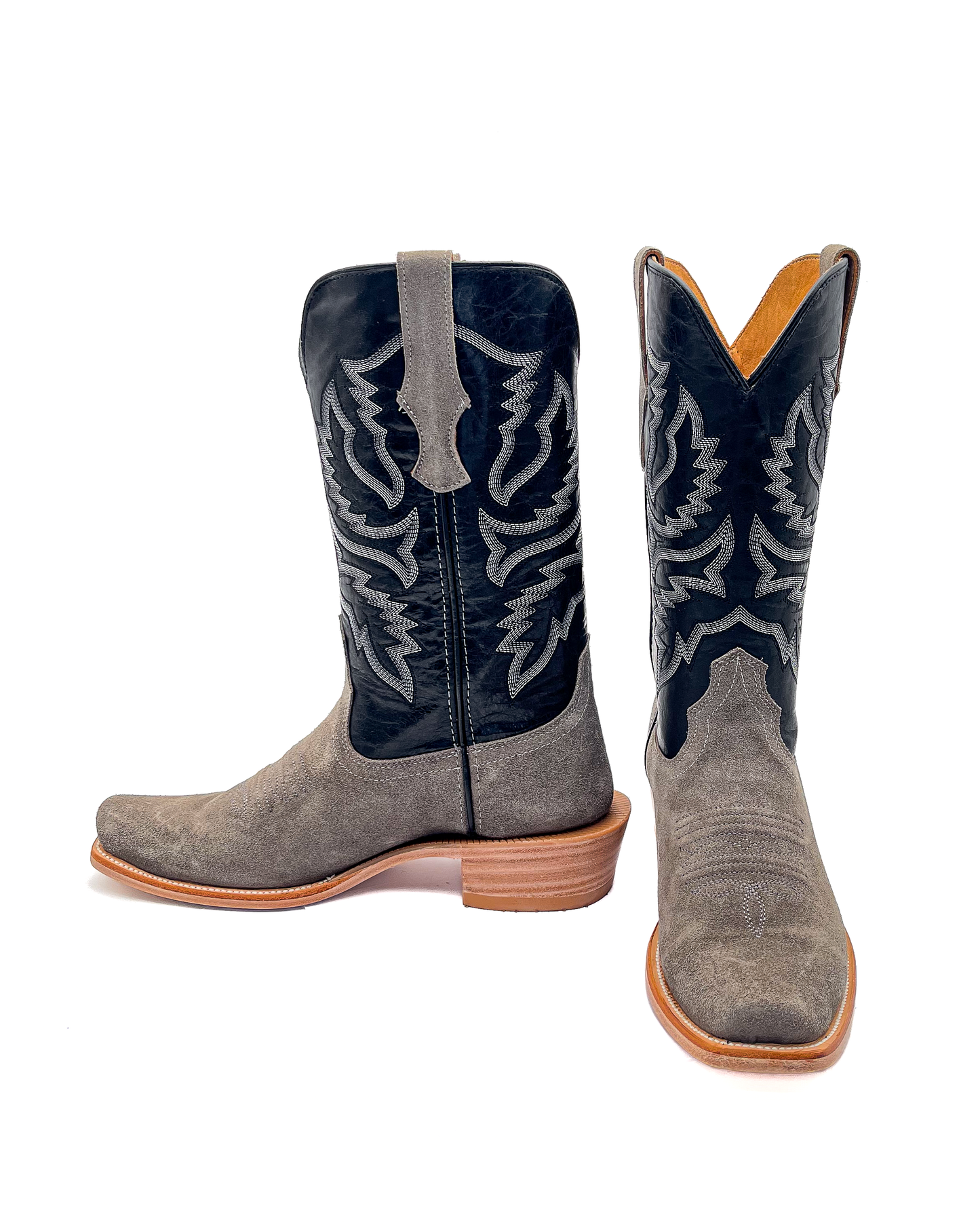 Cowboy Boot in Gray Rough Out Cutter Toe