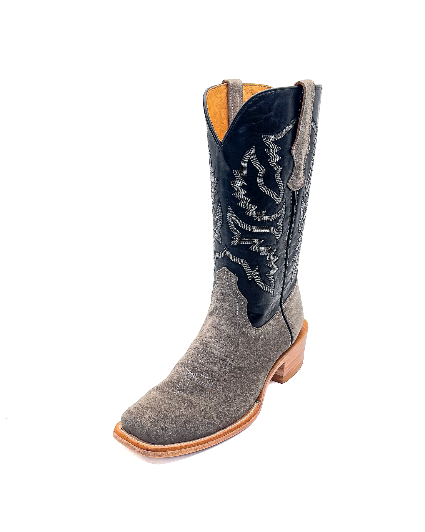 Cowboy Boot in Gray Rough Out Cutter Toe
