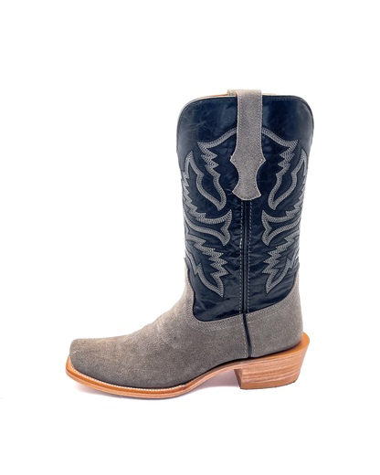 Cowboy Boot in Gray Rough Out Cutter Toe