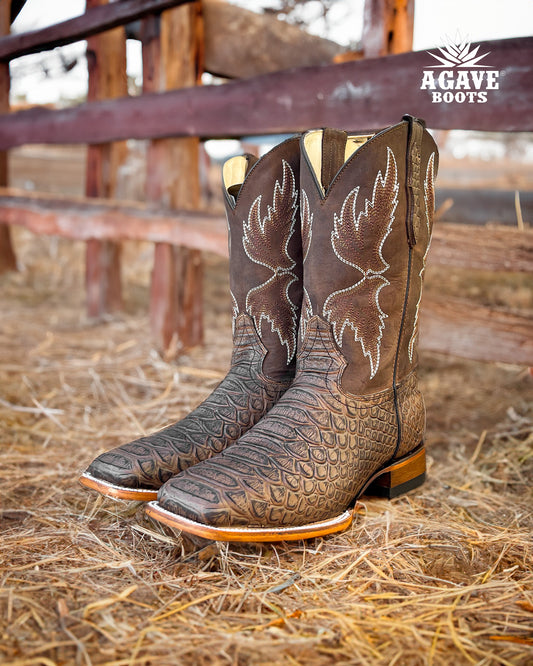 BROWN PYTHON | MEN SQUARE TOE WESTERN COWBOY BOOTS