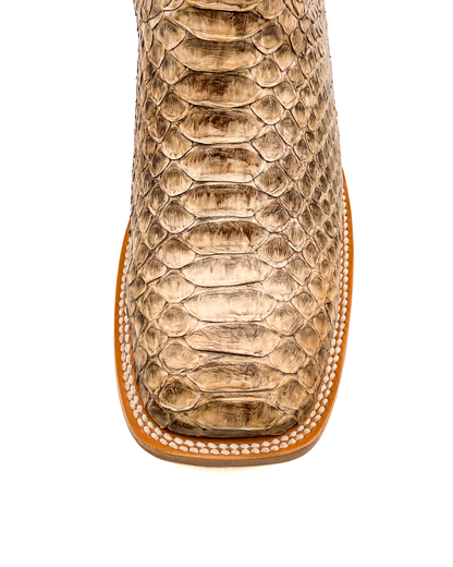 Cowboy Boot Genuine Brown Taupe Python
