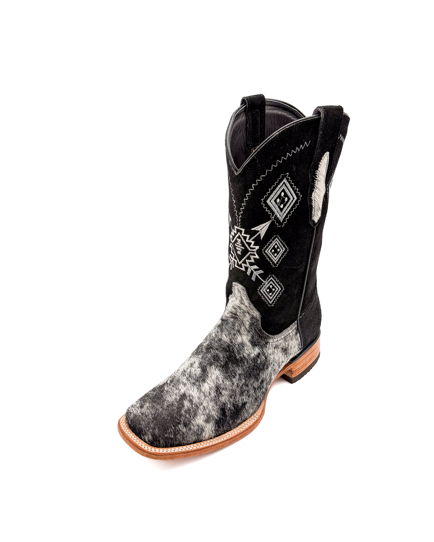 Cowboy Boot Cowhide Black Aztec - Agave Boots