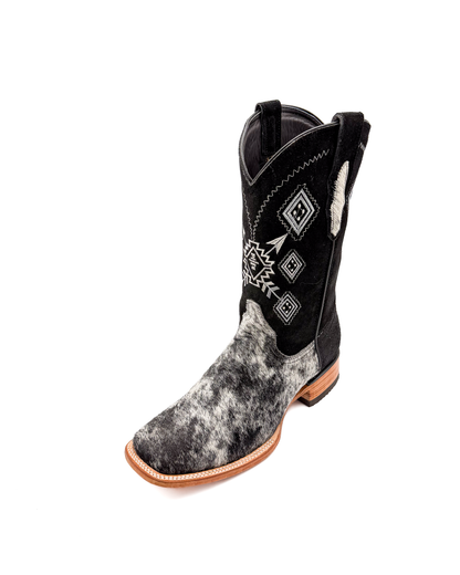 Cowboy Boot Cowhide Black Aztec - Agave Boots