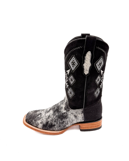 Cowboy Boot Cowhide Black Aztec - Agave Boots