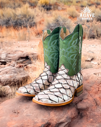 "NATURAL" BASS  | MEN SQUARE TOE WESTERN COWBOY BOOTS