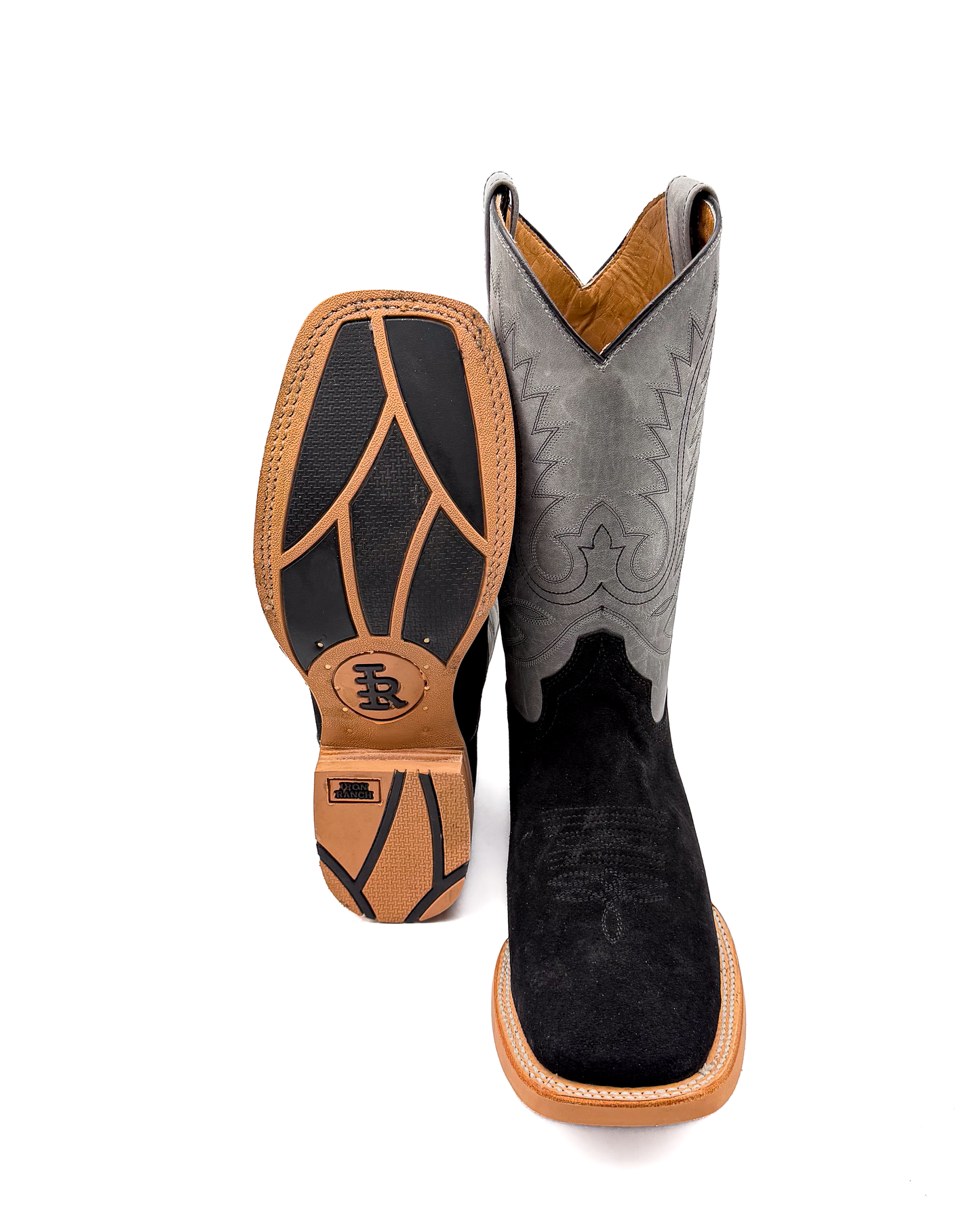 Cowboy Boot Black Rough Out Rubber Sole