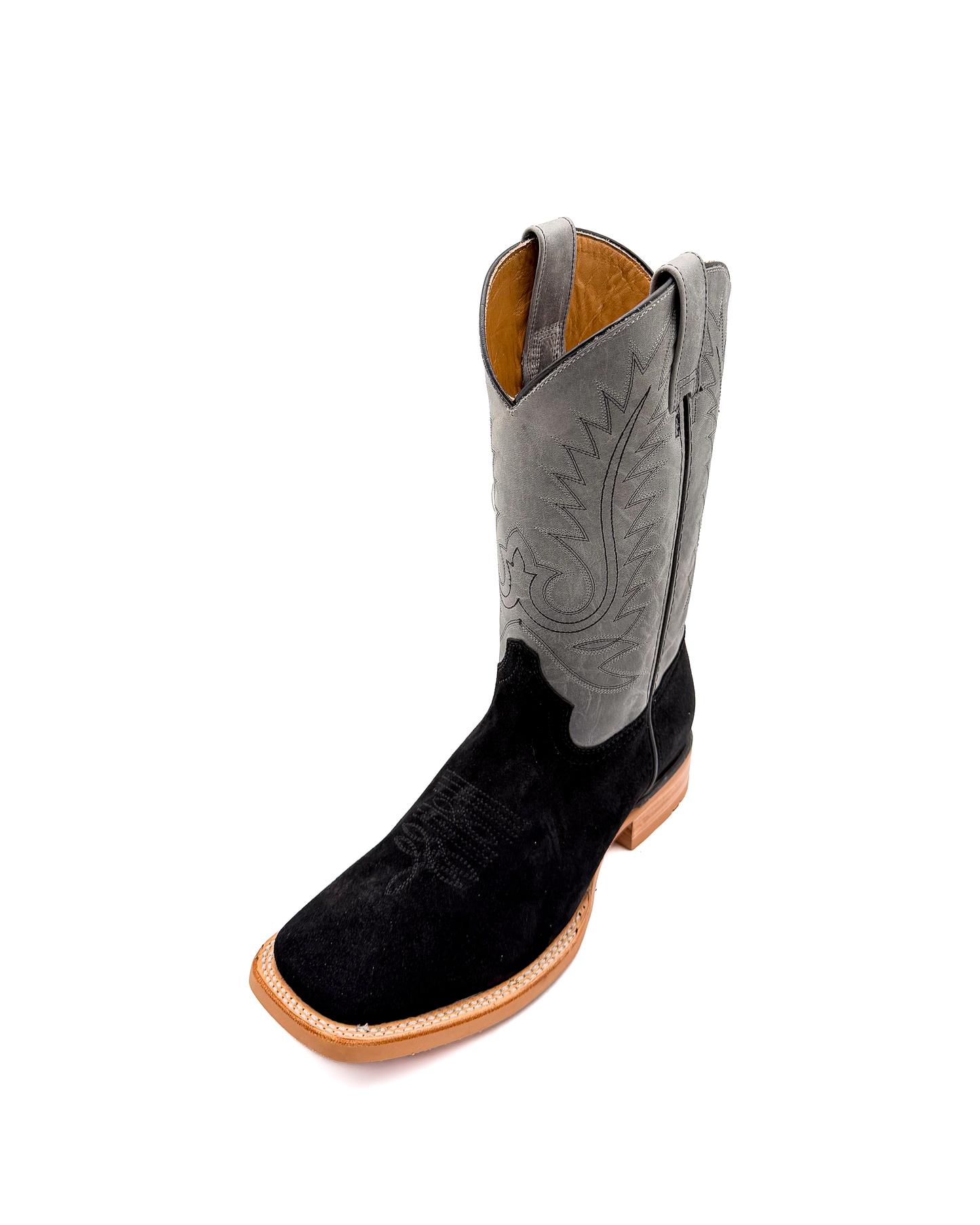 Cowboy Boot Black Rough Out Rubber Sole