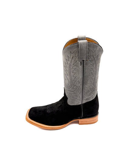 Cowboy Boot Black Rough Out Rubber Sole