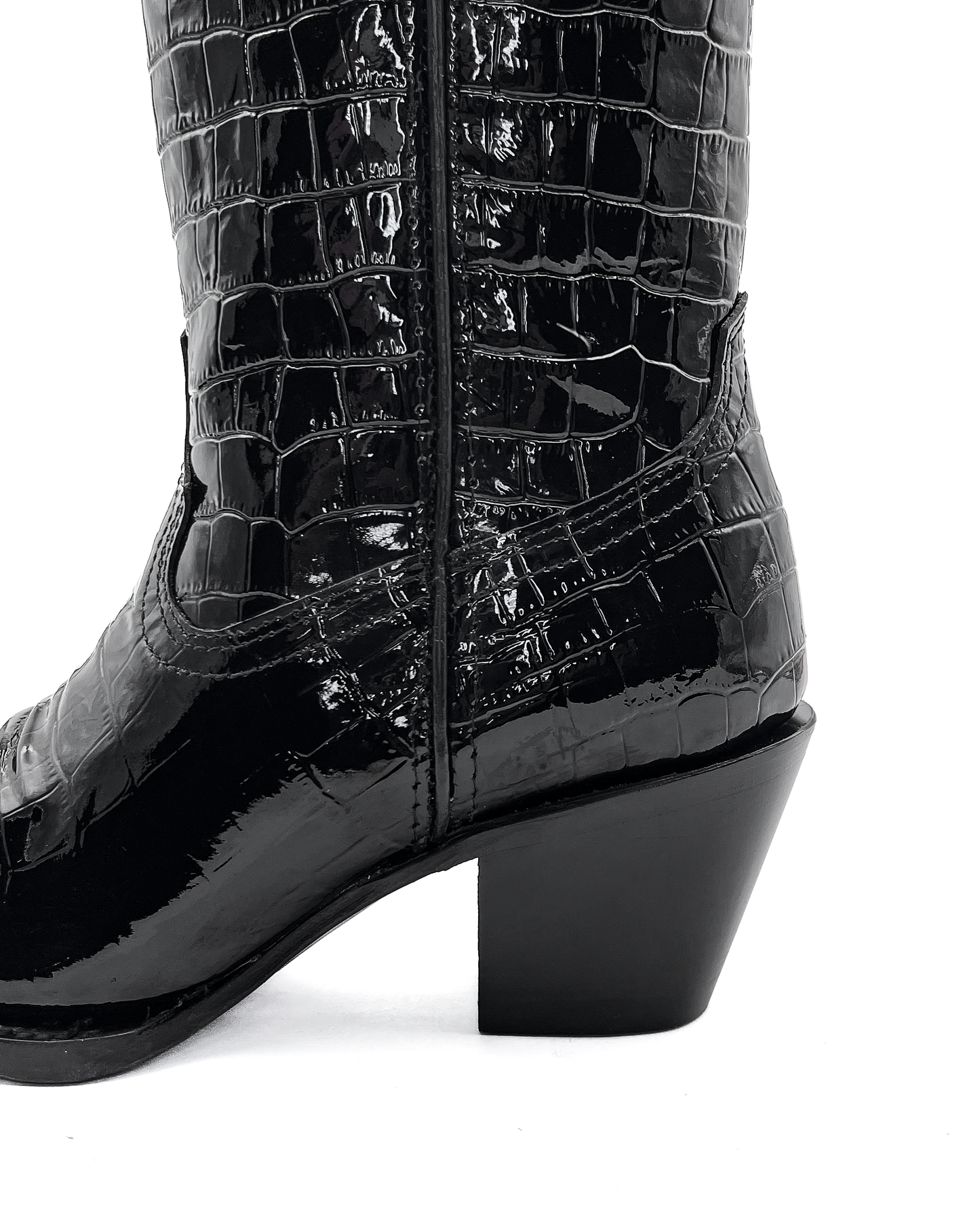 Cowboy Boot Michelle Tall Croc Print Black