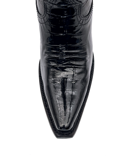 Cowboy Boot Michelle Tall Croc Print Black