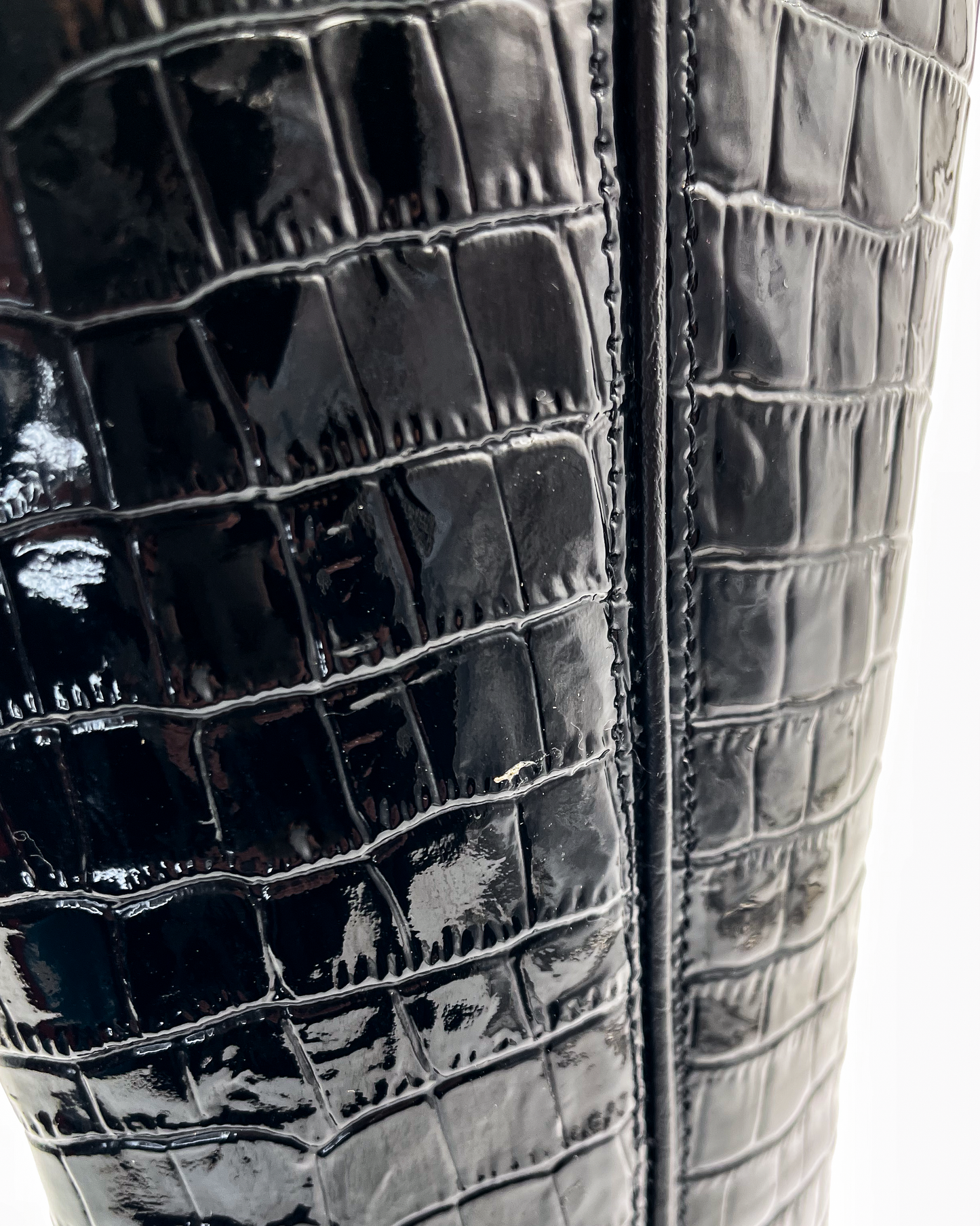 Cowboy Boot Michelle Tall Croc Print Black