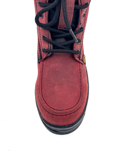 Burgundy Roofing Work Shoe Full Grain Leather Soft Moc Toe Zapato Rufero