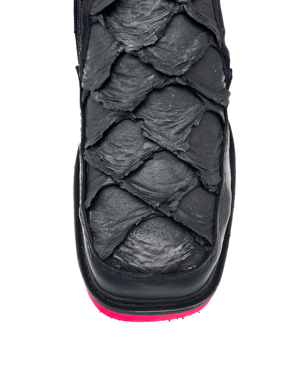 Zipper Shoe Black Red Pirarucu Rubber Sole