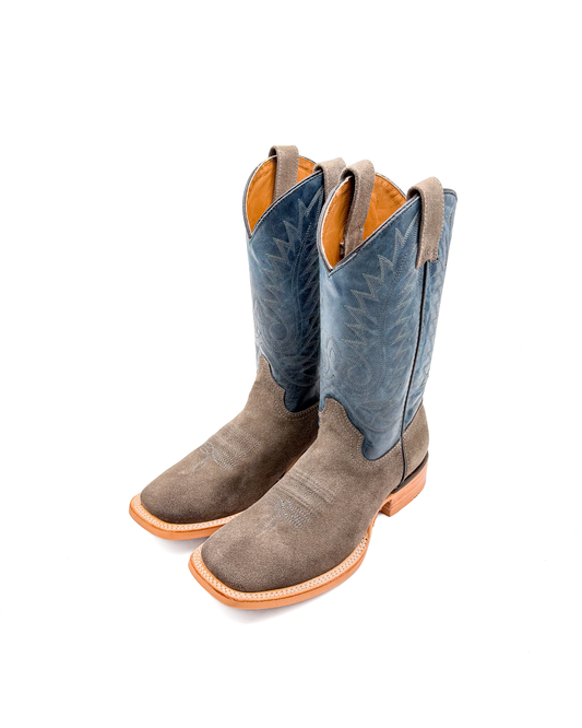 Cowboy Boot in Gray Rough Out Rubber Sole