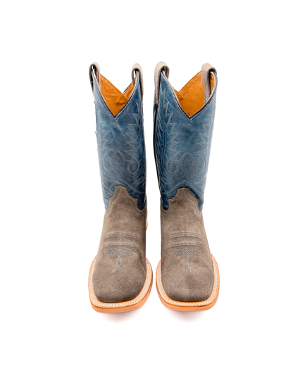 Cowboy Boot in Gray Rough Out Rubber Sole