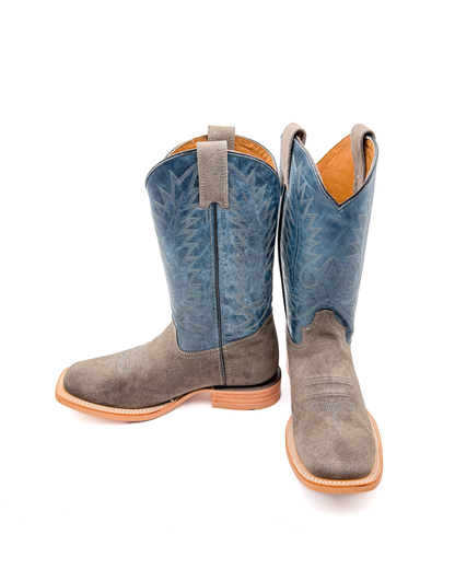 Cowboy Boot in Gray Rough Out Rubber Sole