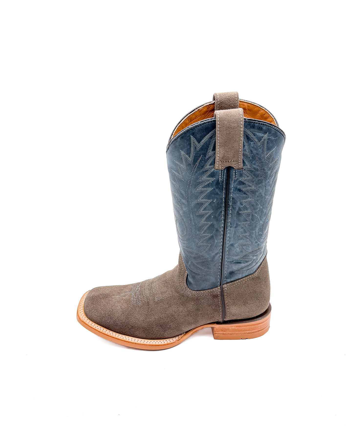 Cowboy Boot in Gray Rough Out Rubber Sole