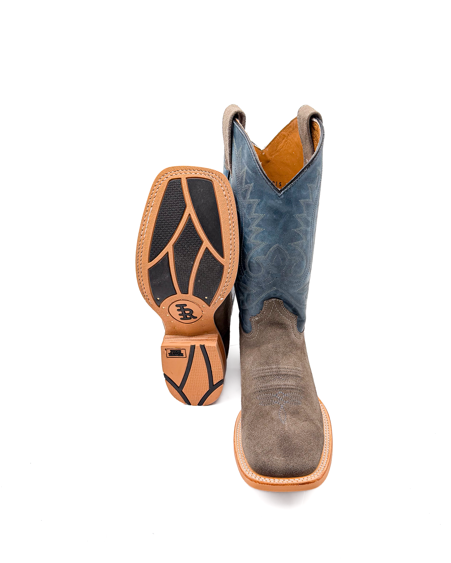 Cowboy Boot in Gray Rough Out Rubber Sole