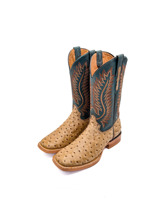 Cowboy Boot Ostric h Light Brown Rubber Sole