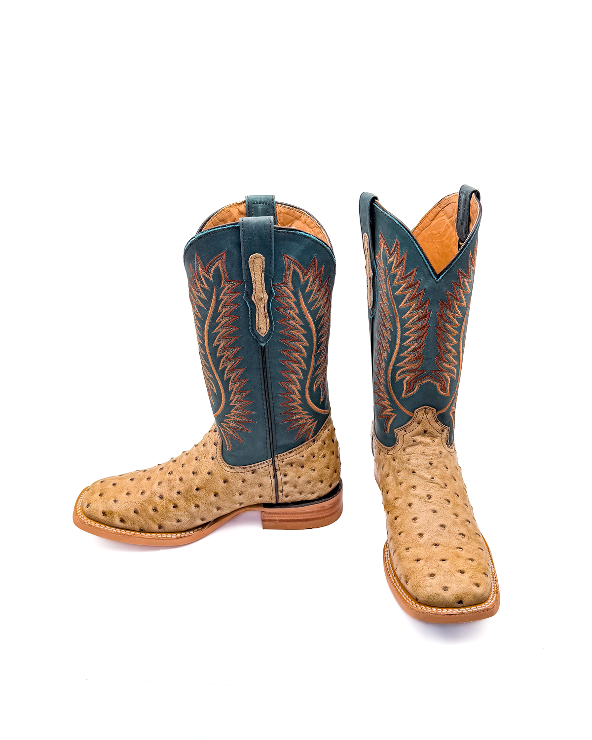 Cowboy Boot Ostric h Light Brown Rubber Sole