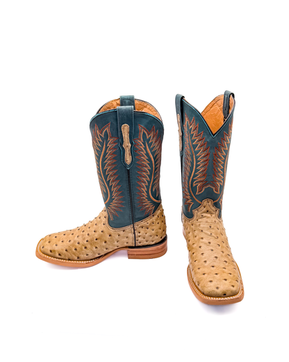 Cowboy Boot Ostric h Light Brown Rubber Sole